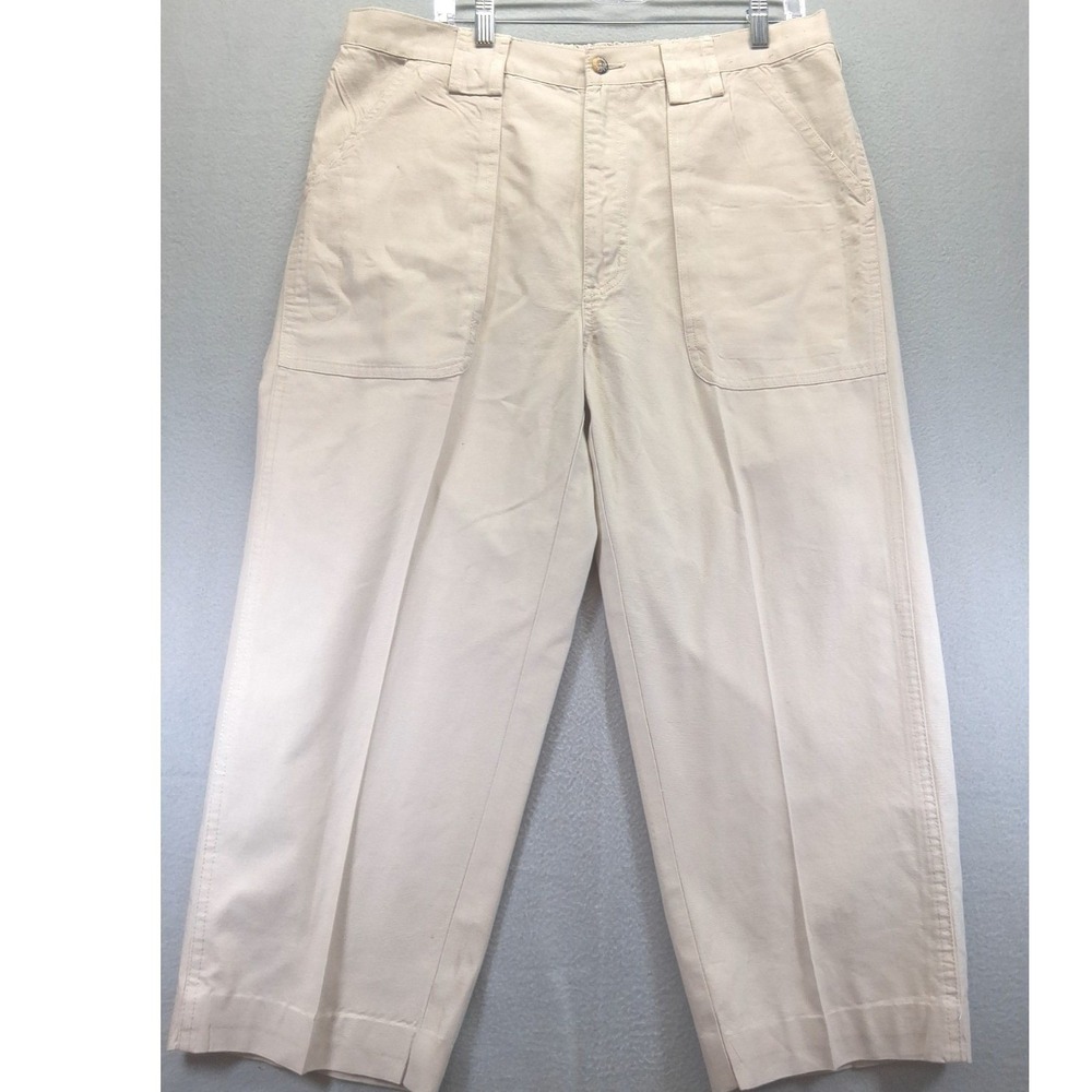 Hook & Tackle Men's Khaki Pants Size 36x24 Secrect Pocket Inside, Light Brown